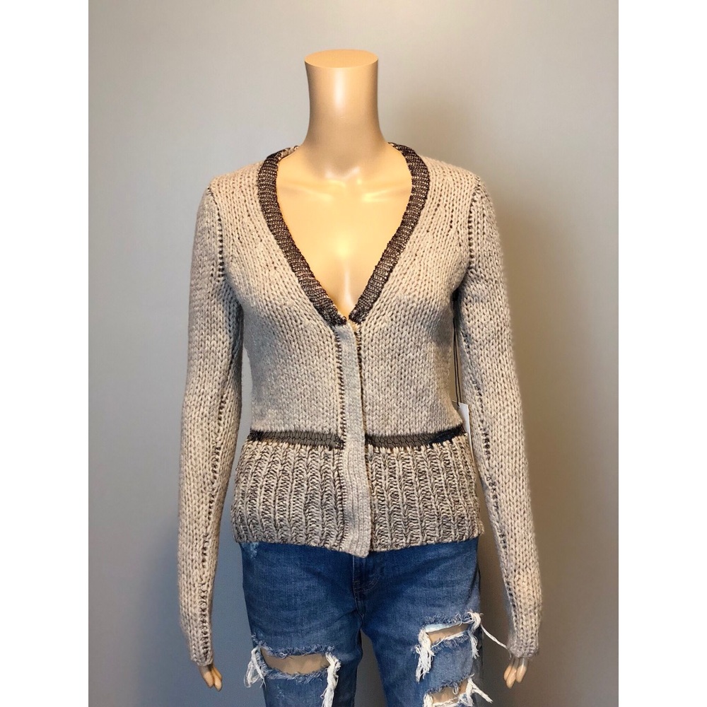DUFFY beige cashmere wool knit cardigan sweater